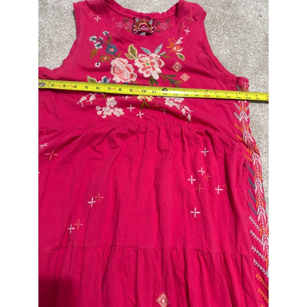 Johnny Was Ceretti Pink Embroidered Tiered Maxi Dress Womens XL Cotton J37723-4 - Picture 14 of 15